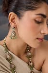 Buy_Paisley Pop_Green Polki Bead Drop Earrings _at_Aza_Fashions