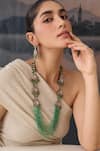 Buy_Paisley Pop_Green Polki Bead Layered Necklace And Earring Set _at_Aza_Fashions