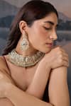 Paisley Pop_Green Garnet Stone Choker Set _Online_at_Aza_Fashions