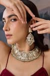 Buy_Paisley Pop_Green Garnet Stone Choker Set _at_Aza_Fashions