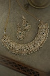 Shop_Paisley Pop_Green Garnet Stone Choker Set _Online_at_Aza_Fashions