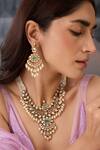 Buy_Paisley Pop_Green Polki Embellished Necklace Set _Online_at_Aza_Fashions