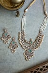 Shop_Paisley Pop_Green Polki Embellished Necklace Set _Online_at_Aza_Fashions