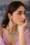 Buy_Paisley Pop_Green Polki Embellished Necklace Set _at_Aza_Fashions