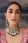 Paisley Pop_Green Crystals, Stones Emerald Choker Set _Online_at_Aza_Fashions