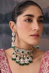 Buy_Paisley Pop_Green Crystals, Stones Emerald Choker Set _at_Aza_Fashions