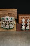 Shop_Paisley Pop_Green Crystals, Stones Emerald Choker Set _Online_at_Aza_Fashions