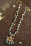 Shop_Paisley Pop_Blue Kundan Stone Pendant Necklace _at_Aza_Fashions