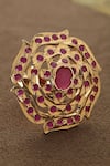 Paisley Pop_Pink Jadau Stone Adjustable Ring _Online_at_Aza_Fashions