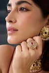 Shop_Paisley Pop_Pink Jadau Stone Adjustable Ring _Online_at_Aza_Fashions