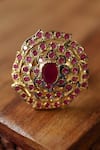 Shop_Paisley Pop_Pink Jadau Stone Adjustable Ring _at_Aza_Fashions