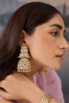 Buy_Paisley Pop_Gold Plated Kundan Beaded Cutwork Jhumkas _at_Aza_Fashions