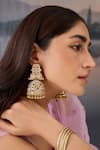 Paisley Pop_Gold Plated Kundan Beaded Cutwork Jhumkas _Online_at_Aza_Fashions