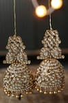 Shop_Paisley Pop_Gold Plated Kundan Beaded Cutwork Jhumkas _Online_at_Aza_Fashions