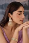 Paisley Pop_Gold Plated Kundan Beaded Cutwork Jhumkas _at_Aza_Fashions