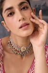Paisley Pop_Blue Floral Layered Stone Choker _Online_at_Aza_Fashions