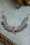 Shop_Paisley Pop_Blue Floral Layered Stone Choker _at_Aza_Fashions