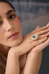 Paisley Pop_Blue Kundan Stone Adjustable Ring _Online_at_Aza_Fashions