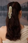 Buy_Paisley Pop_Green Pearls, Stones Natural Embellished Braid Pin _Online_at_Aza_Fashions