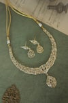 Buy_Paisley Pop_Green Pearl Floral Cutwork Pendant Necklace Set _Online_at_Aza_Fashions