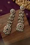 Buy_Paisley Pop_Pink Kundan Pearl Drop Long Earrings _Online_at_Aza_Fashions