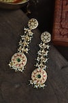 Shop_Paisley Pop_Pink Kundan Pearl Drop Long Earrings _Online_at_Aza_Fashions