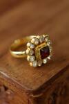 Shop_Paisley Pop_Red Kundan Stone Embellished Ring _at_Aza_Fashions
