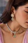 Paisley Pop_Green Polki Studded Pendant Necklace Set _Online_at_Aza_Fashions