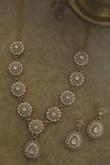 Paisley Pop_Gold Plated Cut Work, Crystals Polki And Cubic Zirconia Necklace Set _Online_at_Aza_Fashions