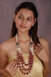 Buy_Riana Jewellery_Red Layered Bead And Pearl Necklace _at_Aza_Fashions