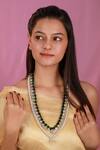 Buy_Riana Jewellery_White Pearls, Stones Geometric Pendant Layered Necklace _at_Aza_Fashions