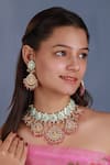 Buy_Riana Jewellery_Blue Stones, Beads Floral Meenakari Choker Set _at_Aza_Fashions
