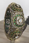 Shop_Riana Jewellery_Green Stone Embellished Cutwork Kada _at_Aza_Fashions