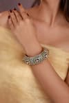 Buy_Riana Jewellery_Green Stone Embellished Cutwork Kada _at_Aza_Fashions
