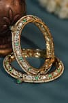 Shop Riana Jewellery Green Stones, Diamonds Moissanite Polki Embellished Bangle at Aza Fashions Shop_Riana Jewellery_Green Stones, Diamonds Moissanite Polki Embellished Bangle _at_Aza_Fashions