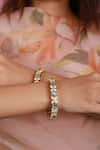 Buy_Riana Jewellery_Green Stones Floral Embellished Bangle Set_at_Aza_Fashions