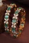 Buy_Riana Jewellery_Green Stones Floral Embellished Bangle Set_Online_at_Aza_Fashions