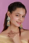 Buy_Riana Jewellery_Blue Stones, Beads Jadtar And Enamel Jhumkas _at_Aza_Fashions
