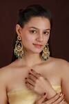 Buy_Riana Jewellery_Green Beads, Stones Jadtar Chandbali Earrings _at_Aza_Fashions