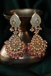 Shop Riana Jewellery Pink Glitter, Stones Jadtar Beaded Earrings at Aza Fashions Shop_Riana Jewellery_Pink Glitter, Stones Jadtar Beaded Earrings _at_Aza_Fashions