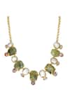 Shop_Tad Accessories_Green Stone Studded Brass Choker _at_Aza_Fashions