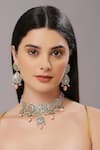 Buy_Tad Accessories_Gray Stones, Beads Embellished Choker And Earring Set _at_Aza_Fashions