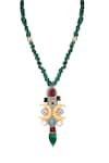 Shop_Tad Accessories_Multi Color Beads, Stones Kundan Pendant Necklace _at_Aza_Fashions