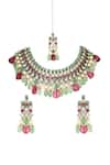 Shop_Tad Accessories_Multi Color Beads Kundan Choker Set _at_Aza_Fashions