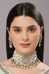 Buy_Tad Accessories_White Stones, Beads Kundan Embellished Choker Set _at_Aza_Fashions