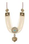 Tad Accessories_Blue Stones, Beads, Zari Embellished Pendant Necklace Set _Online_at_Aza_Fashions