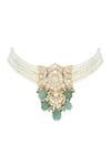 Tad Accessories_White Stones, Beads, Zari Kundan And Studded Choker Set _Online_at_Aza_Fashions