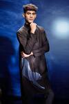 Eleven Brothers_Black Chanderi Sequins, Embroidery Kurta Set _Online_at_Aza_Fashions