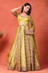 Buy_Soniya G_Yellow Foil Metal Scoop Work Kalidar Lehenga Set _at_Aza_Fashions