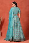 Shop_Soniya G_Blue Foil Metal V Neck Firoza Work Kalidar Lehenga Set _at_Aza_Fashions